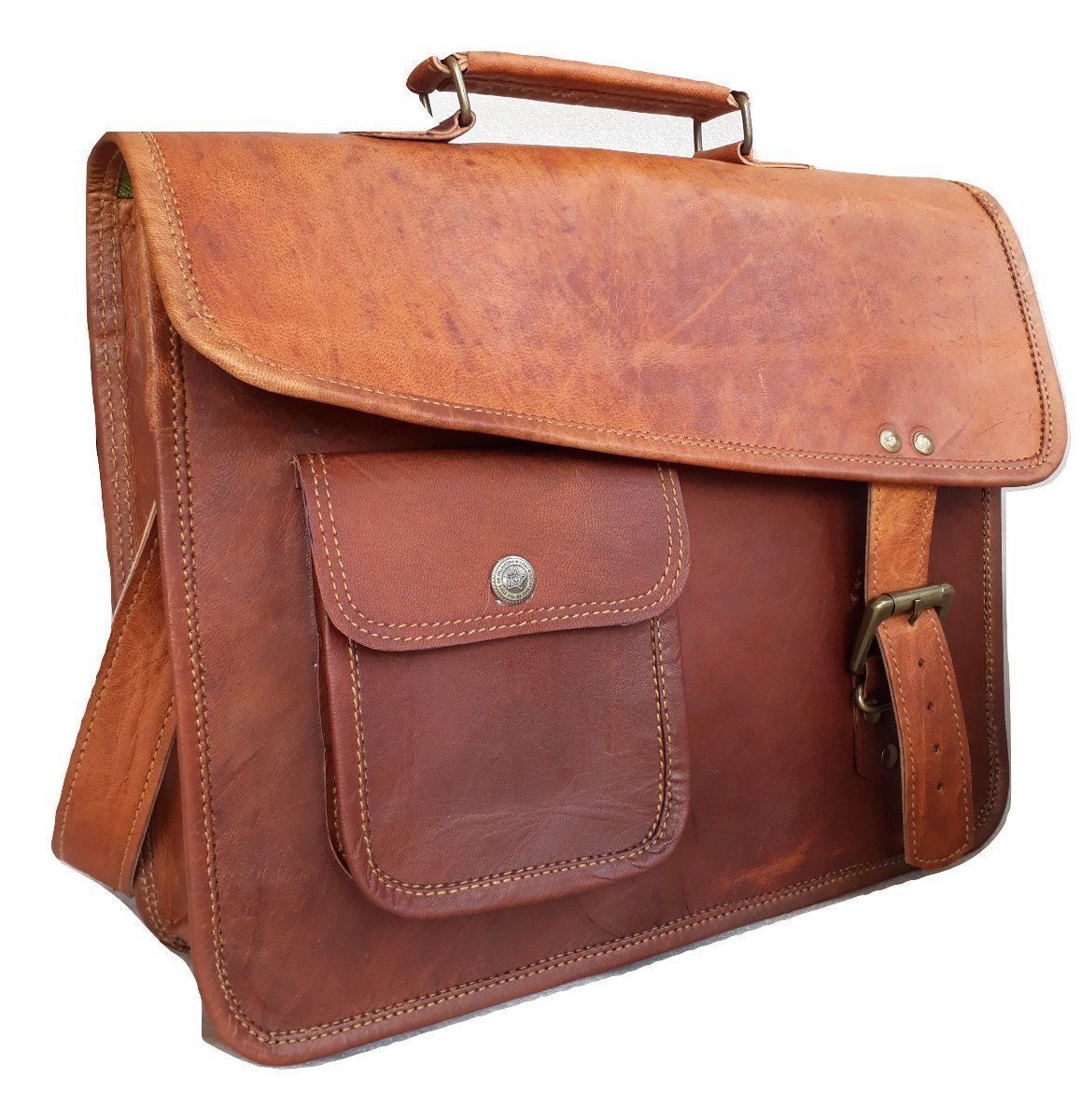 Leather Bag Vintage School Messenger Shoulder Men Satchel S Laptop Briefcase New